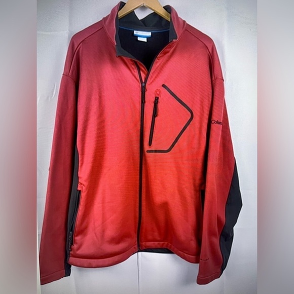 Columbia Omni Shield Mens Red Gray Full Zip Sweatshirt Size XXL - Picture 1 of 9
